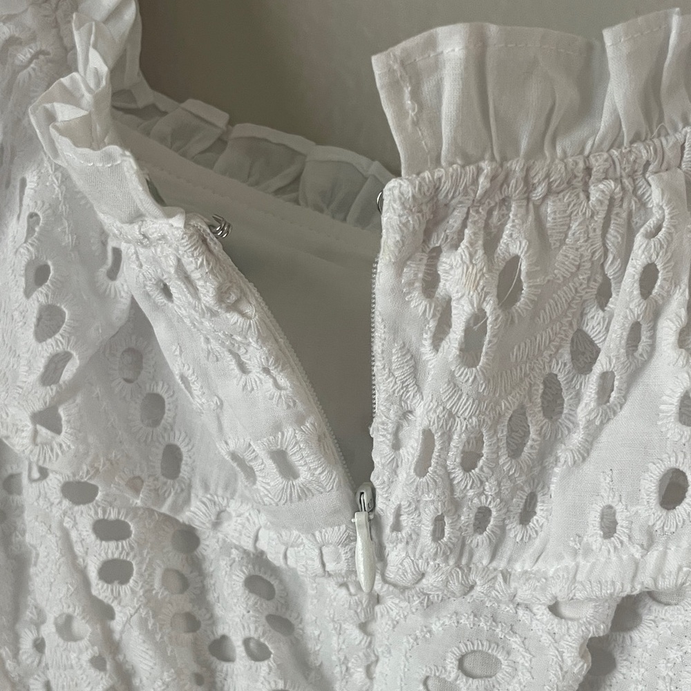 Chic White Lace Ruffle Mini Dress - Picture 5 of 9